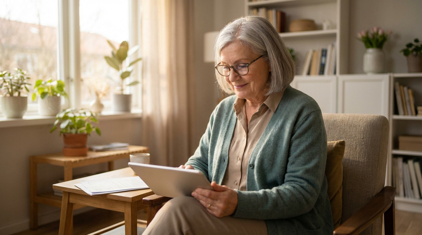 calm-senior-woman-engaged-with-tablet-at-home