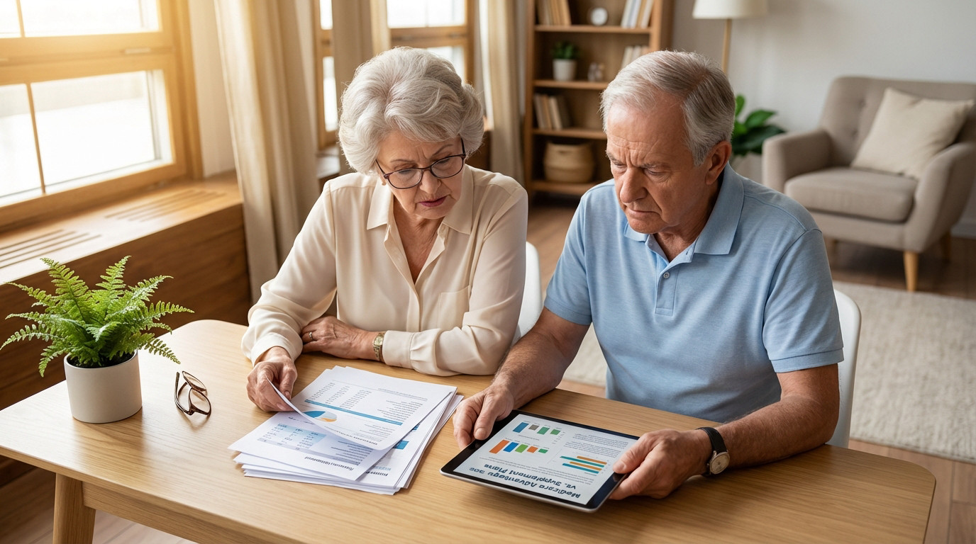 senior-couple-analyzing-financial-and-health-plans