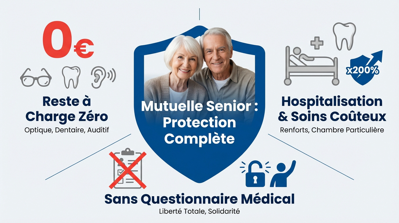 Infographie sur les garanties et avantages de la mutuelle senior