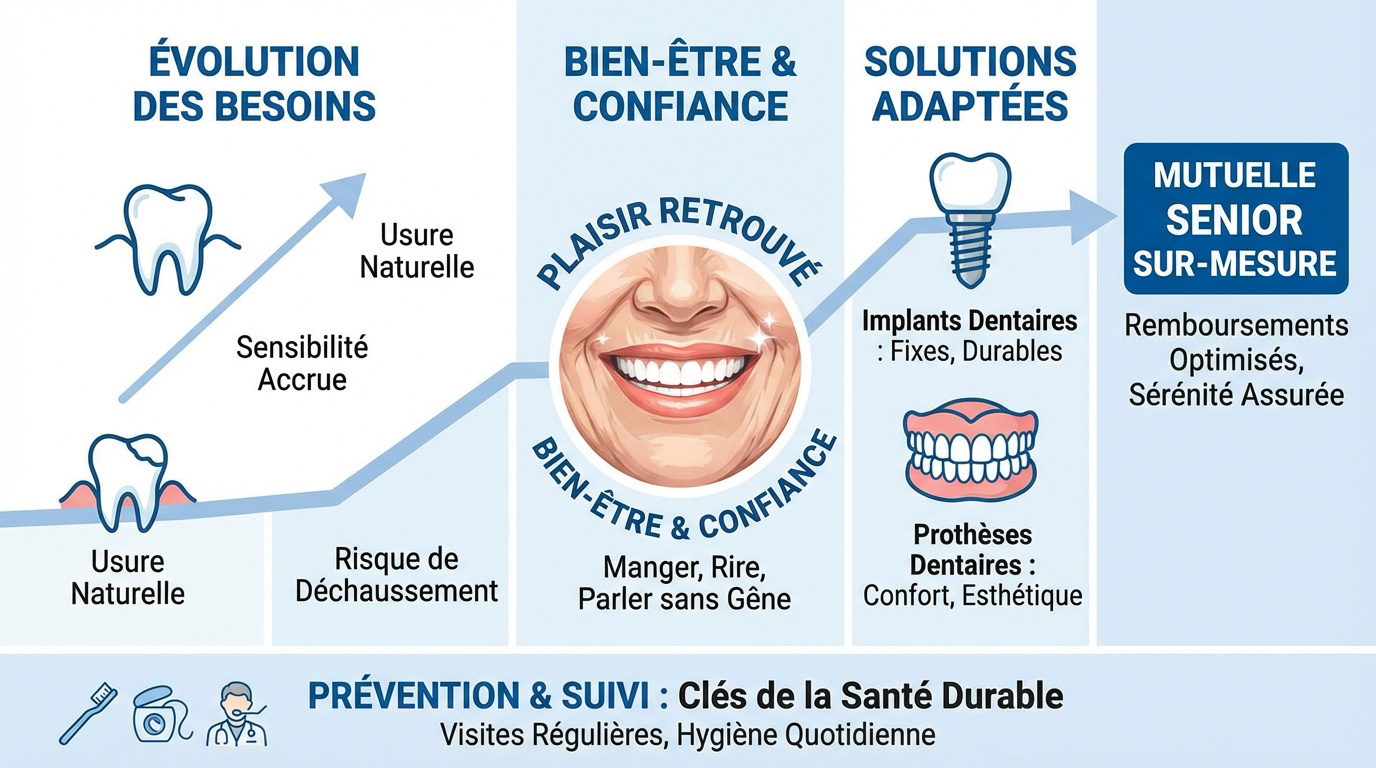 Senior souriant consultant ses remboursements de mutuelle dentaire