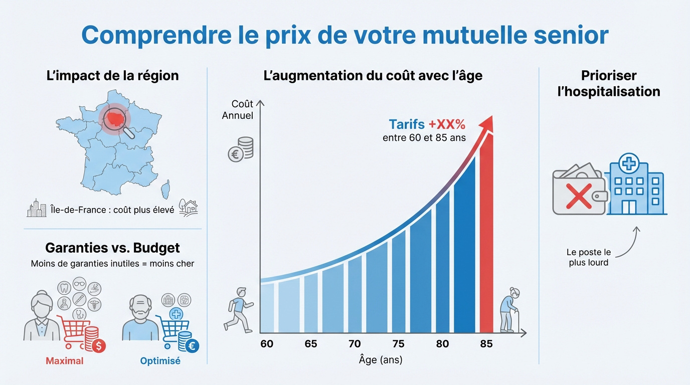 Comparaison des tarifs de mutuelle santé pour seniors selon l'âge et la région