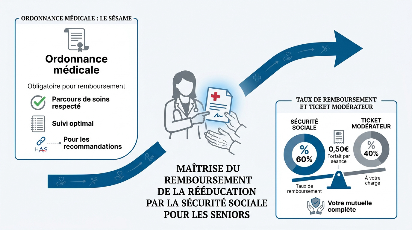 Sénior en séance de kinésithérapie pour sa rééducation