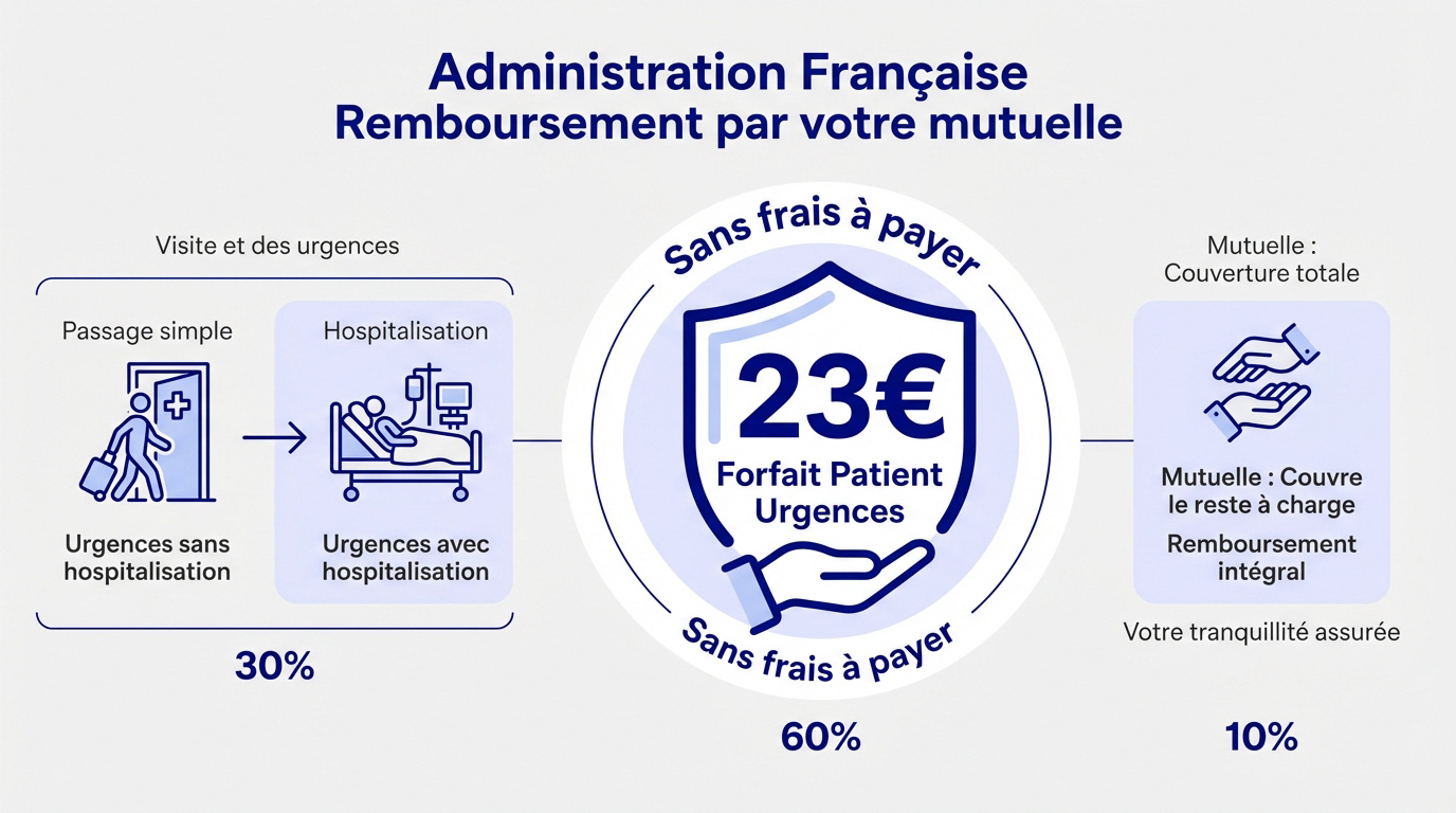 Remboursement du forfait patient urgences de 23 euros par la mutuelle santé