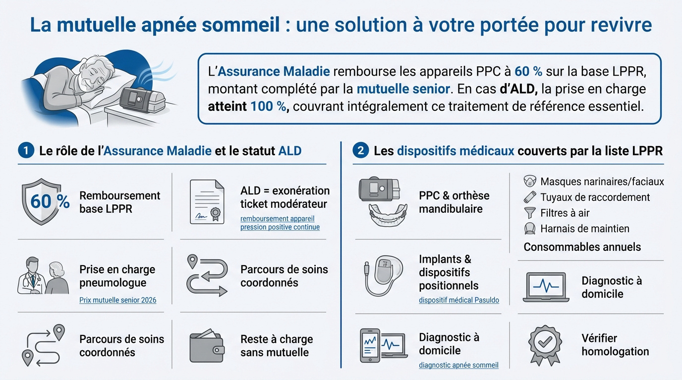 Appareil de pression positive continue pour le traitement de l'apnée du sommeil et remboursement mutuelle