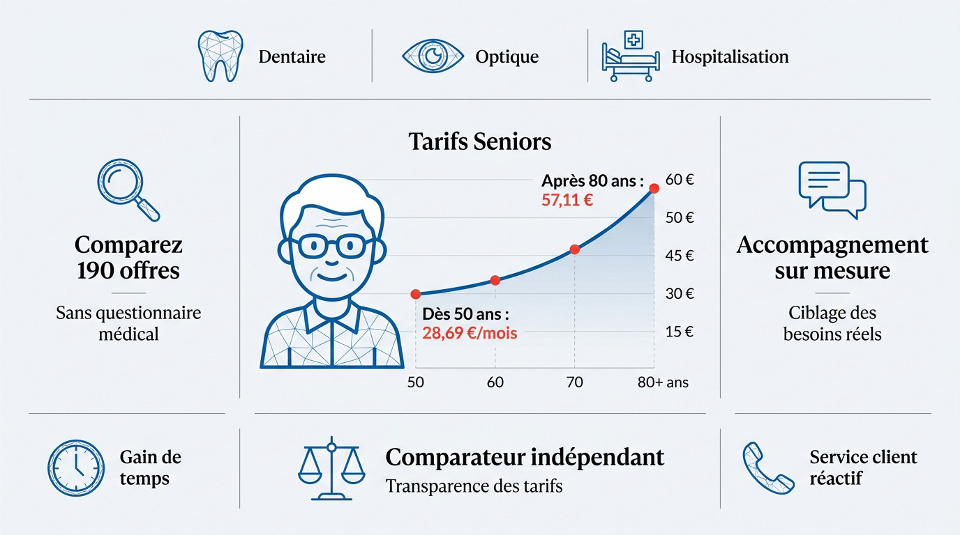 Évolution des tarifs de mutuelle senior selon l'âge et comparaison des offres
