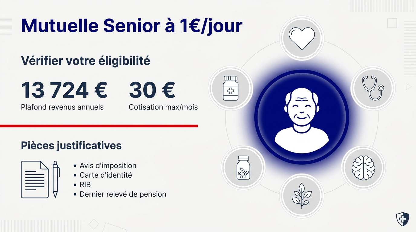 Tableau des tarifs et plafonds de la mutuelle senior à 1 euro par jour