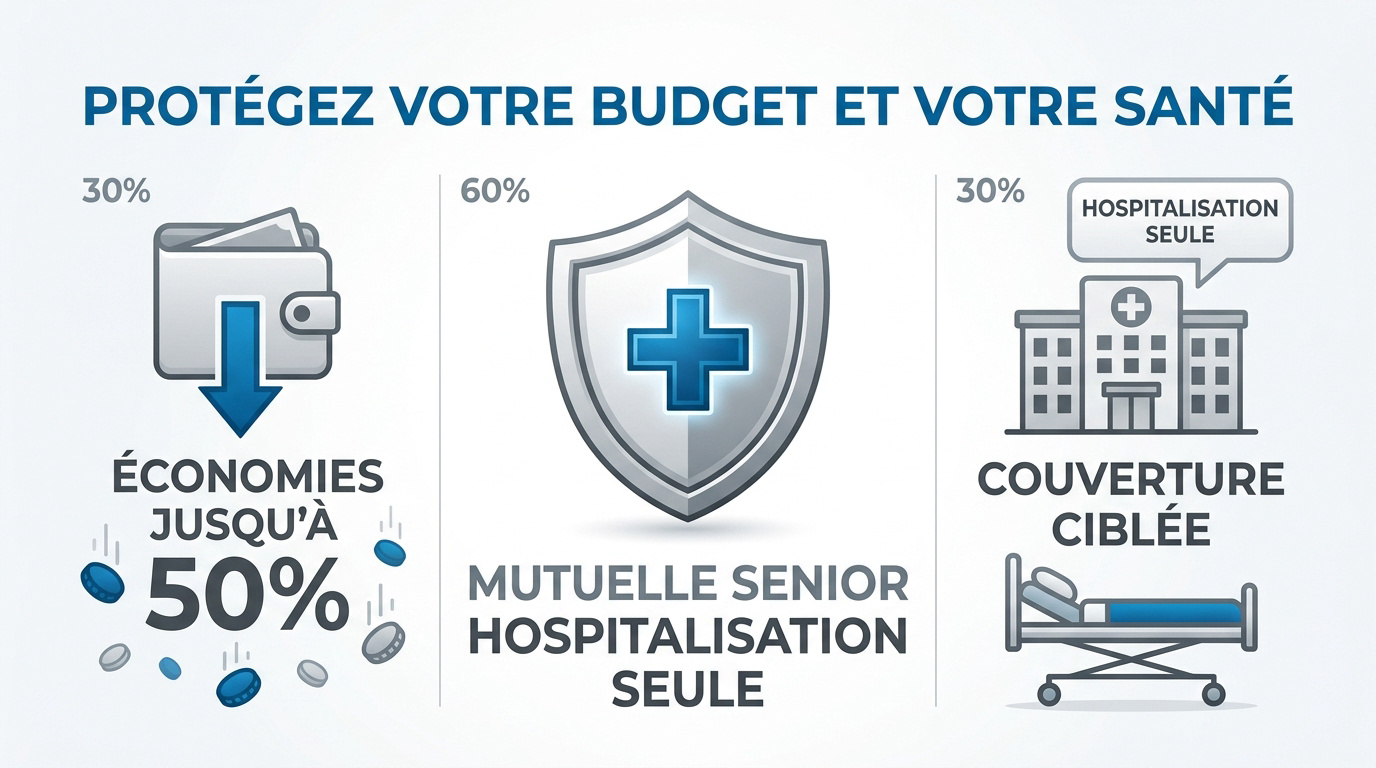 Senior souriant consultant ses économies grâce à une mutuelle hospitalisation ciblée