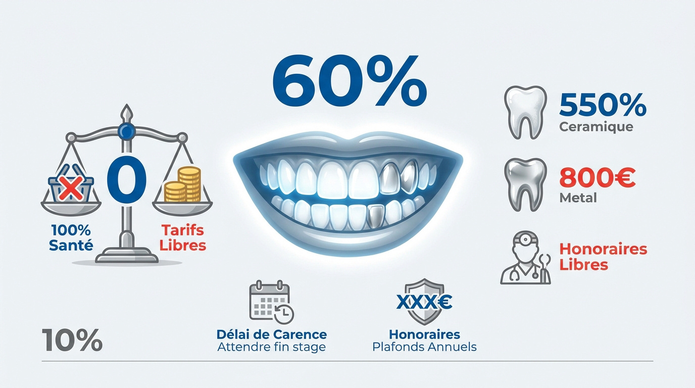 Comparaison entre prothèses dentaires 100% Santé et tarifs libres
