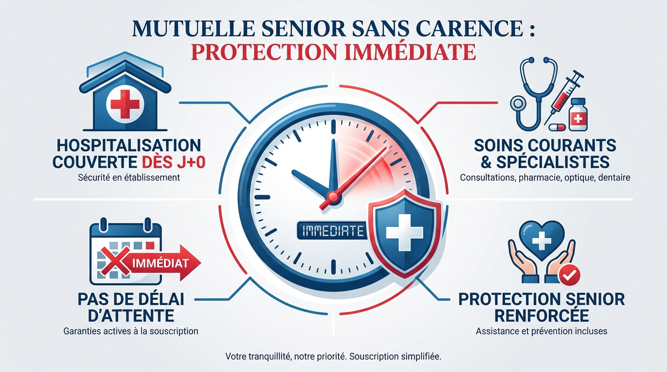 Senior souriant bénéficiant d'une mutuelle santé à effet immédiat sans délai de carence